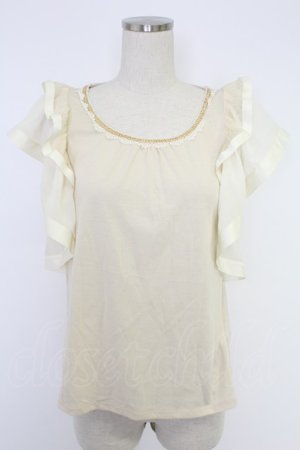 画像: axes femme / 袖フリルカットソー  アイボリー T-25-12-03-009-AX-TO-SA-ZT