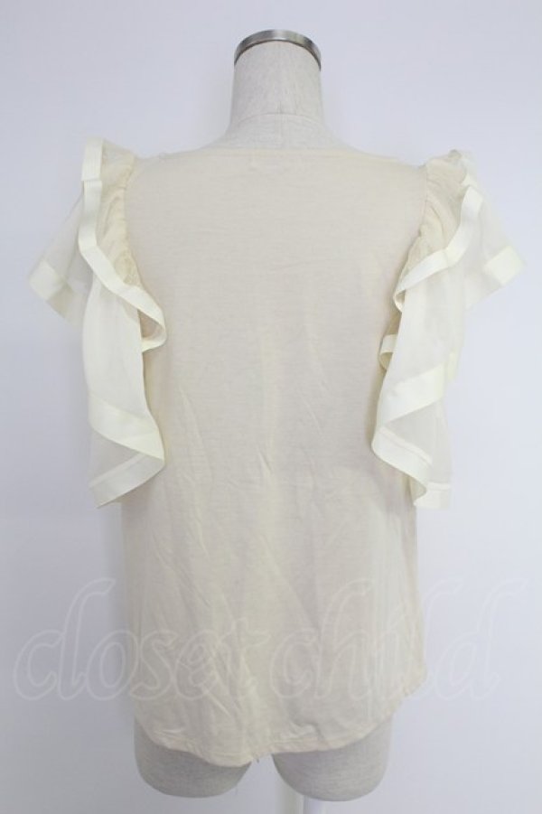 画像2: axes femme / 袖フリルカットソー  アイボリー T-25-12-03-009-AX-TO-SA-ZT (2)
