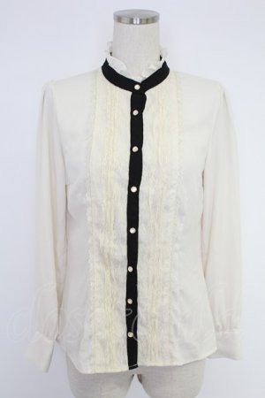 画像: axes femme POETIQUE / レース切り替えブラウス  アイボリーＸ黒 T-25-12-03-010-AX-BL-SA-ZT