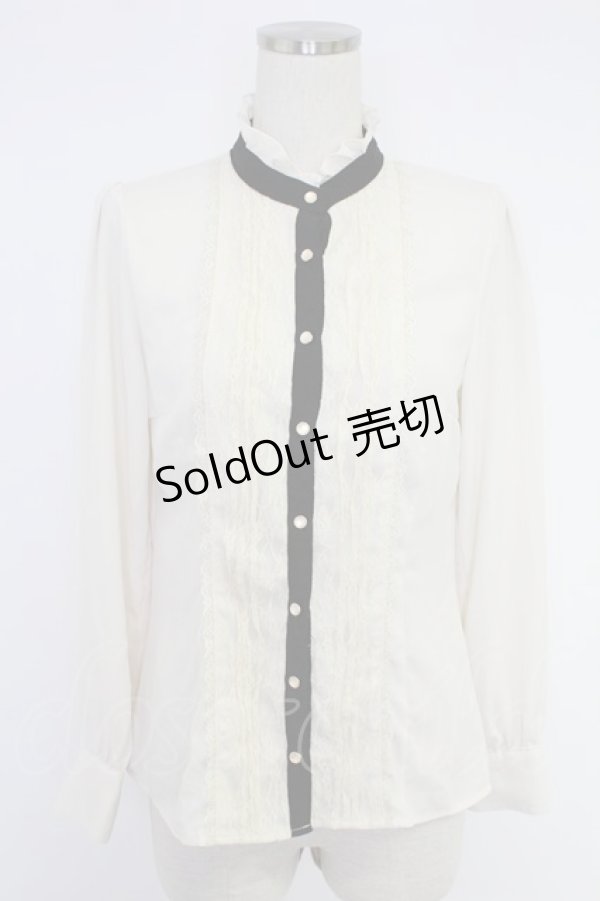 画像1: axes femme POETIQUE / レース切り替えブラウス  アイボリーＸ黒 T-25-12-03-010-AX-BL-SA-ZI (1)