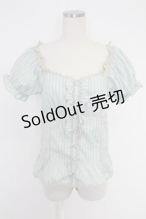 画像: axes femme / 半袖パフスリーブブラウス  グリーン T-25-12-03-011-AX-BL-SA-ZT