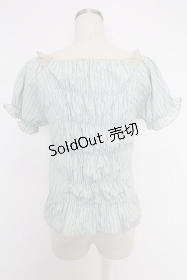 画像2: axes femme / 半袖パフスリーブブラウス  グリーン T-25-12-03-011-AX-BL-SA-ZI (2)