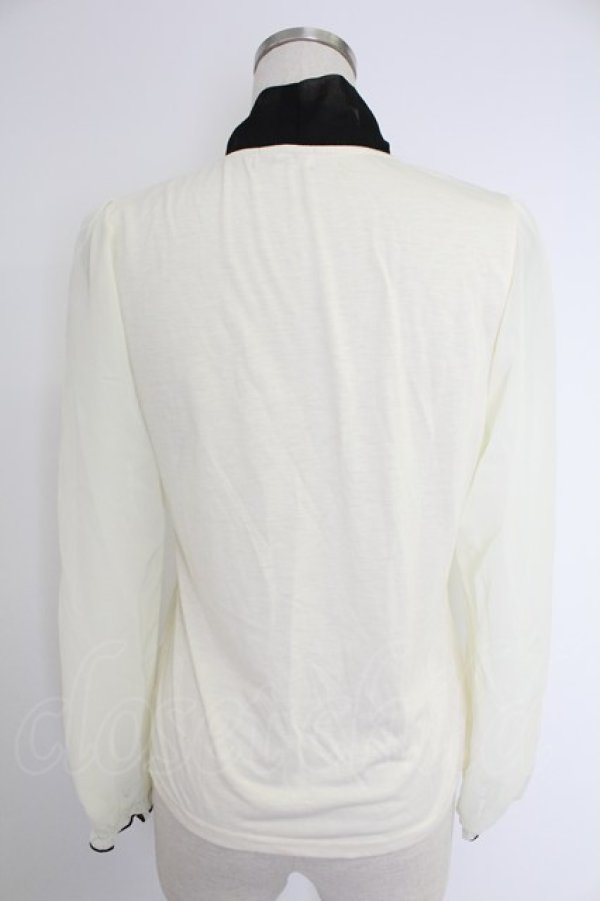 画像2: axes femme / ボータイブラウス風プルオーバー  アイボリーＸ黒 T-25-12-03-002-AX-TO-SA-ZT (2)