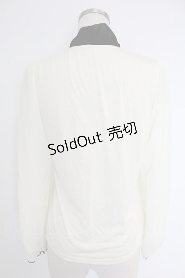 画像2: axes femme / ボータイブラウス風プルオーバー  アイボリーＸ黒 T-25-12-03-002-AX-TO-SA-ZI (2)