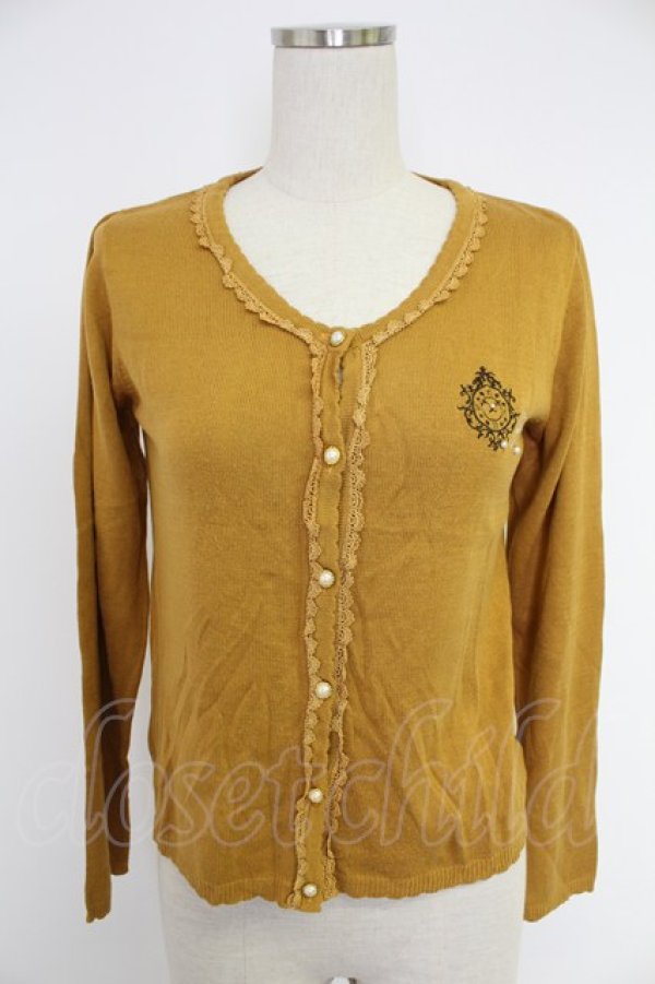 画像1: axes femme / 刺繍入りHot femmeカーディガン  マスタード T-25-12-03-015-AX-TO-SA-ZT (1)