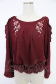 画像1: axes femme POETIQUE / 肩あきバラ刺繍トップス  ボルドー T-25-12-03-016-AX-TO-SA-ZT (1)