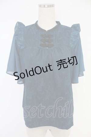 画像: axes femme / ジャカードチャイナブラウス  青 T-25-12-03-017-AX-BL-SA-ZI