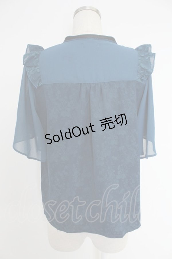 画像2: axes femme / ジャカードチャイナブラウス  青 T-25-12-03-017-AX-BL-SA-ZI (2)