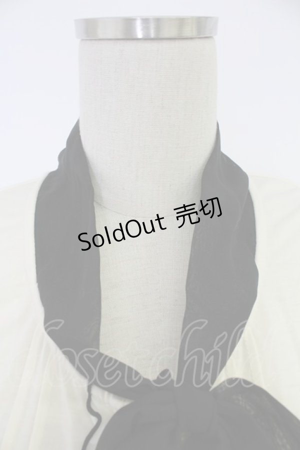 画像3: axes femme / ボータイブラウス風プルオーバー  アイボリーＸ黒 T-25-12-03-002-AX-TO-SA-ZI (3)