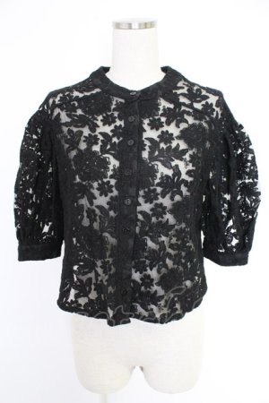 画像: axes femme purple label / シアー花刺繍カーディガン M ブラック T-25-12-03-021-LO-TO-SA-ZI