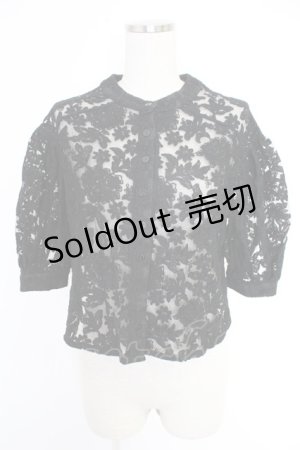 画像: axes femme purple label / シアー花刺繍カーディガン M ブラック T-25-12-03-021-LO-TO-SA-ZI