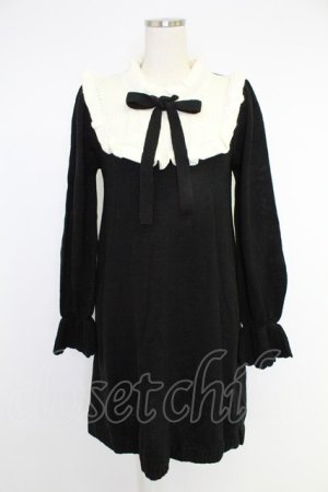 画像: axes femme / ヨーク切替ニットワンピース  ブラック T-25-12-03-023-AX-OP-SA-ZT