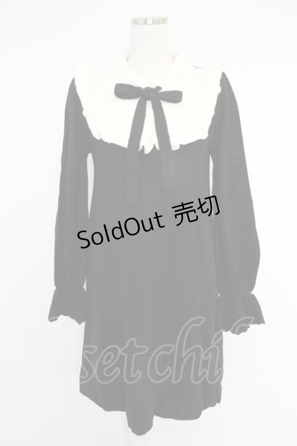 画像1: axes femme / ヨーク切替ニットワンピース  ブラック T-25-12-03-023-AX-OP-SA-ZI (1)