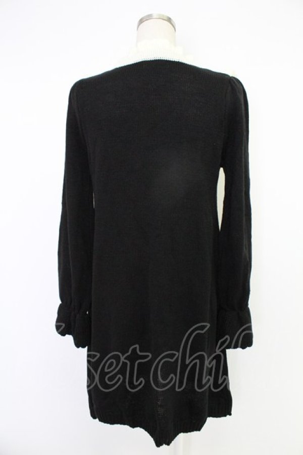 画像2: axes femme / ヨーク切替ニットワンピース  ブラック T-25-12-03-023-AX-OP-SA-ZT (2)