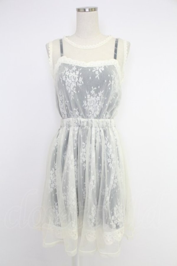 画像1: axes femme POETIQUE / レーシーミルフィーユワンピース  アイボリーＸネイビー T-25-12-03-024-AX-OP-SA-ZT (1)