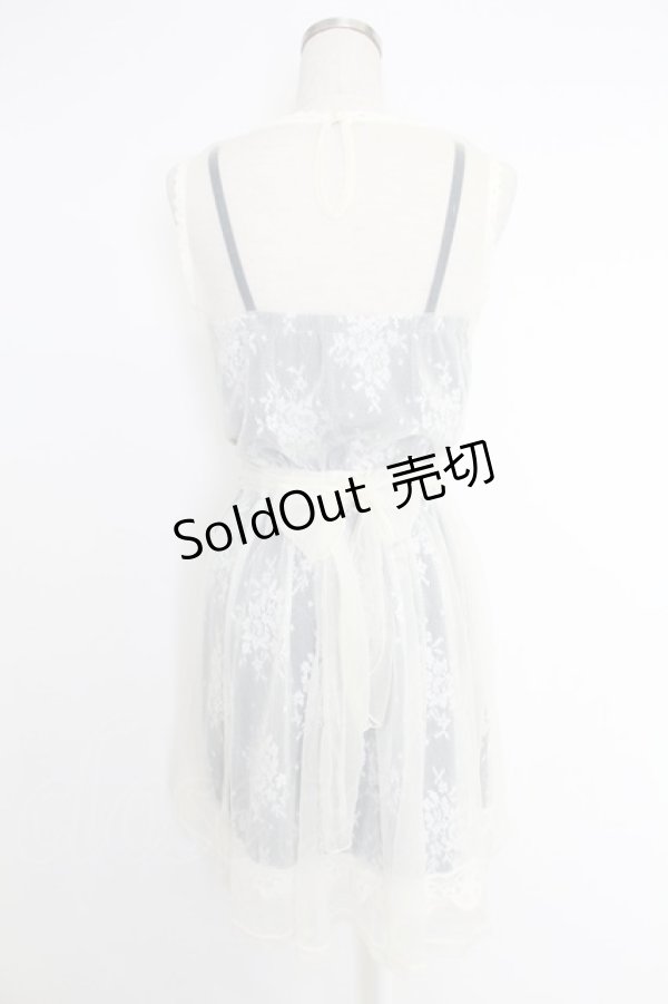 画像2: axes femme POETIQUE / レーシーミルフィーユワンピース  アイボリーＸネイビー T-25-12-03-024-AX-OP-SA-ZI (2)