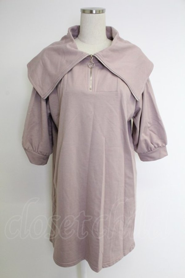 画像1: axes femme / ハーフジップカットワンピース  ピンク T-25-12-03-028-AX-TO-SA-ZT (1)