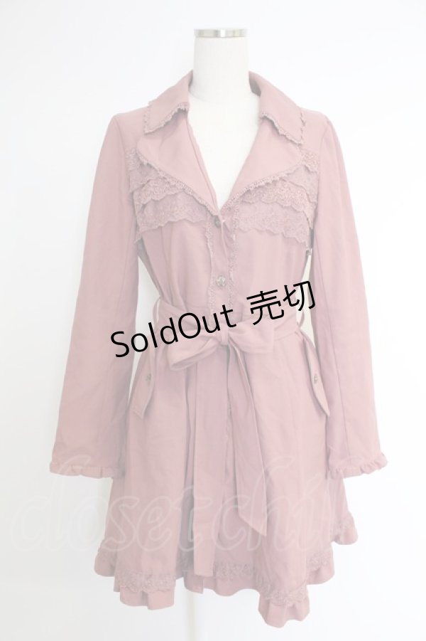 画像1: axes femme / 薔薇ボタントレンチコート  ピンク T-25-12-03-030-AX-CO-SA-ZT (1)