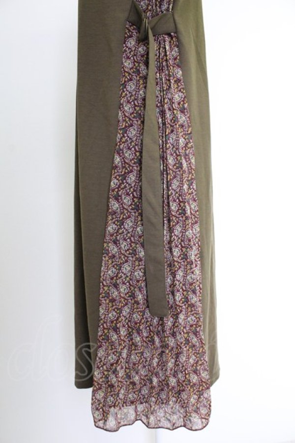 画像3: axes femme / サイドプリーツ七分袖ワンピース  オリーブ T-25-12-03-031-AX-OP-SA-ZT (3)