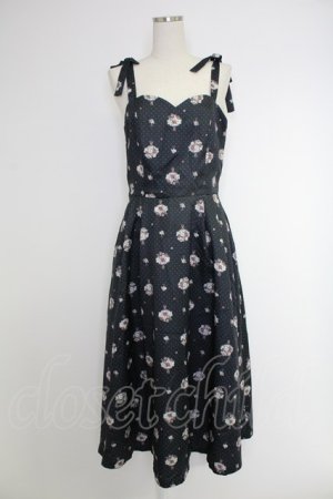 画像: axes femme / ブーケ柄ドットワンピース  ネイビー T-25-12-03-033-AX-OP-SA-ZT