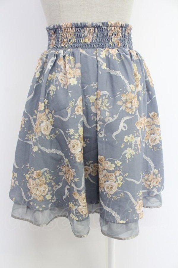 画像2: axes femme / 転写風フラワーレーススカート M ブルー T-25-12-03-034-AX-SK-SA-ZT (2)