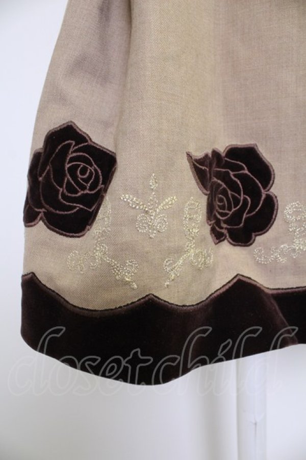 画像3: axes femme POETIQUE / 薔薇ベロア刺繍ミニスカート  ブラウン T-25-12-03-035-AX-SK-SA-ZT (3)