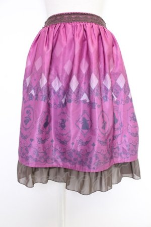 画像: axes femme POETIQUE / Disney ドリームパネル柄スカート  濃ピンクＸブラウン T-25-12-03-036-AX-SK-SA-ZI