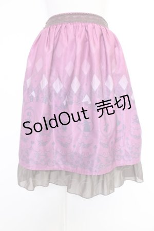 画像: axes femme POETIQUE / Disney ドリームパネル柄スカート  濃ピンクＸブラウン T-25-12-03-036-AX-SK-SA-ZI