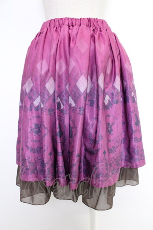 画像2: axes femme POETIQUE / Disney ドリームパネル柄スカート  濃ピンクＸブラウン T-25-12-03-036-AX-SK-SA-ZT (2)