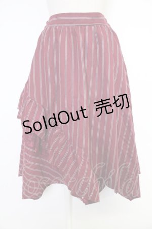 画像: axes femme / ストライプ柄イレヘムスカート  ボルドー T-25-12-03-037-AX-SK-SA-ZI