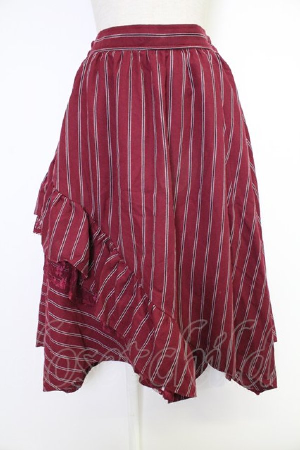 画像1: axes femme / ストライプ柄イレヘムスカート  ボルドー T-25-12-03-037-AX-SK-SA-ZT (1)