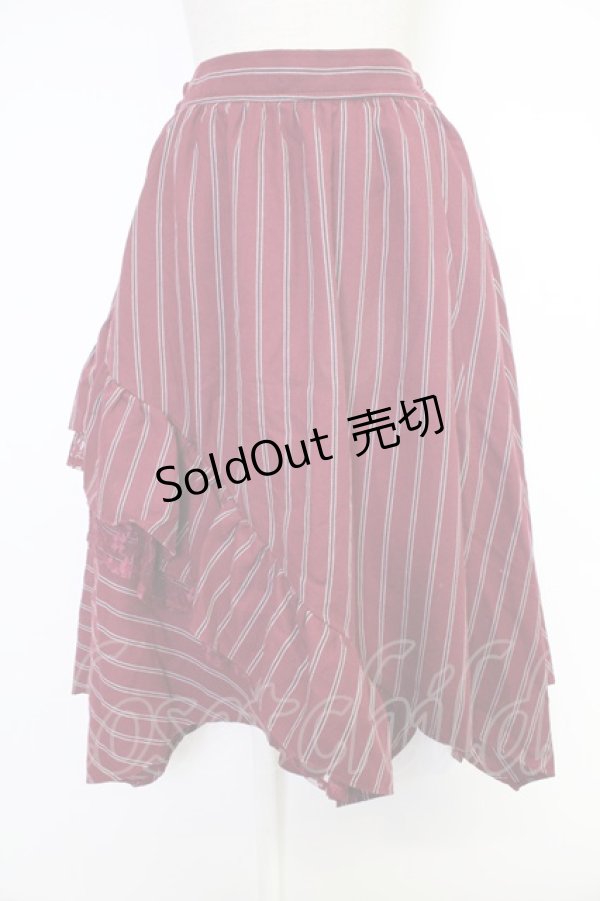 画像1: axes femme / ストライプ柄イレヘムスカート  ボルドー T-25-12-03-037-AX-SK-SA-ZI (1)