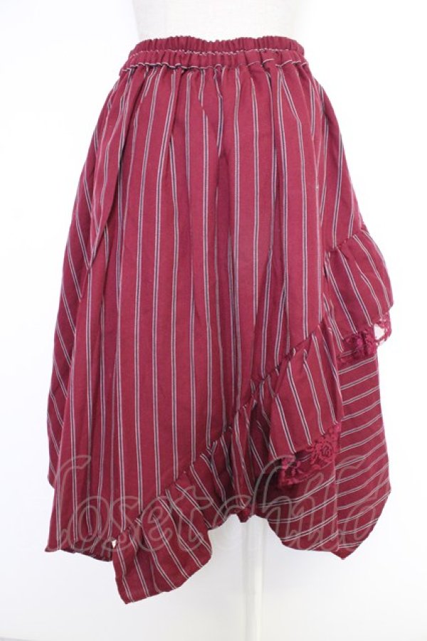 画像2: axes femme / ストライプ柄イレヘムスカート  ボルドー T-25-12-03-037-AX-SK-SA-ZT (2)