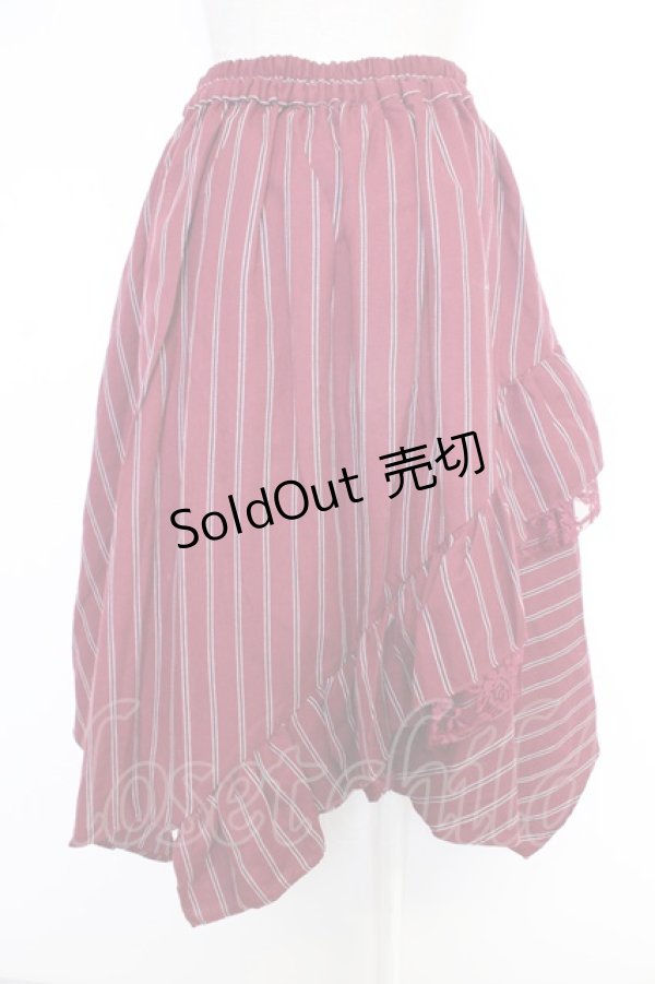 画像2: axes femme / ストライプ柄イレヘムスカート  ボルドー T-25-12-03-037-AX-SK-SA-ZI (2)