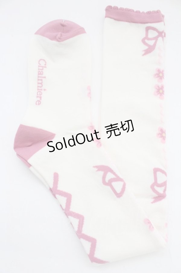 画像1: Chalmiere / フローラパールオーバーニー  ピンク T-25-12-04-006-LO-ZA-SA-ZT (1)