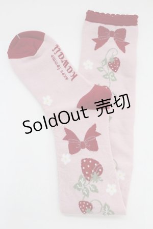 画像: axes femme Kawaii / いちご柄オーバーニー  ピンク T-25-12-04-007-AX-ZA-SA-ZT434