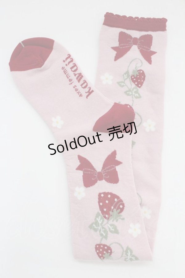 画像1: axes femme Kawaii / いちご柄オーバーニー  ピンク T-25-12-04-007-AX-ZA-SA-ZT434 (1)