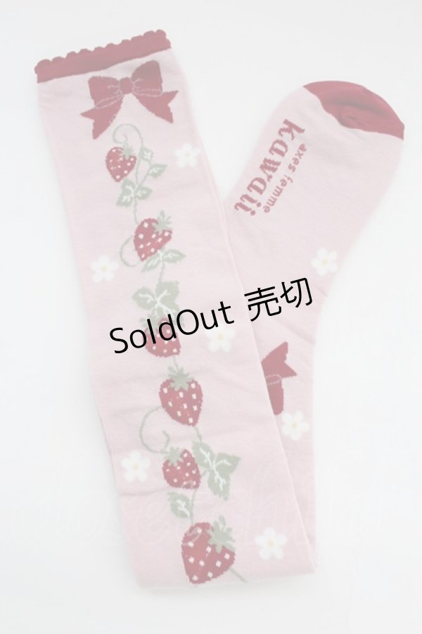 画像2: axes femme Kawaii / いちご柄オーバーニー  ピンク T-25-12-04-007-AX-ZA-SA-ZT434 (2)