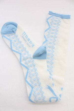 画像: axes femme kawaii / レースアップ柄オーバーニー  サックス T-25-12-04-004-AX-ZA-SA-ZT