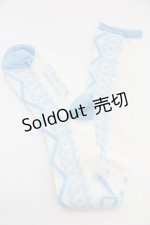 画像: axes femme kawaii / レースアップ柄オーバーニー  サックス T-25-12-04-004-AX-ZA-SA-ZT434