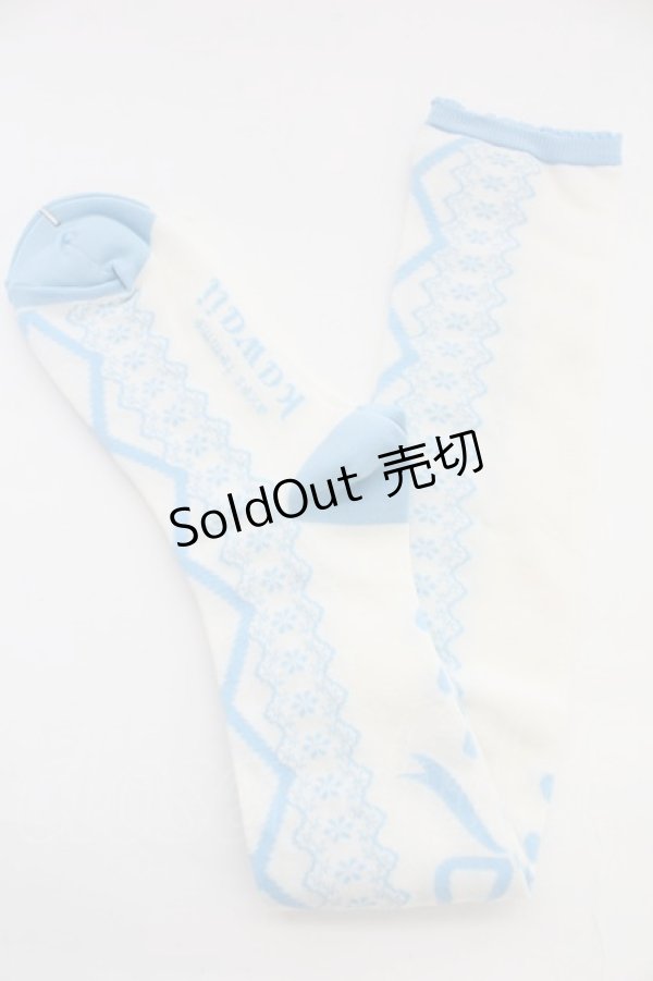 画像1: axes femme Kawaii / レースアップ柄オーバーニー  サックス T-25-12-04-004-AX-ZA-SA-ZT434 (1)