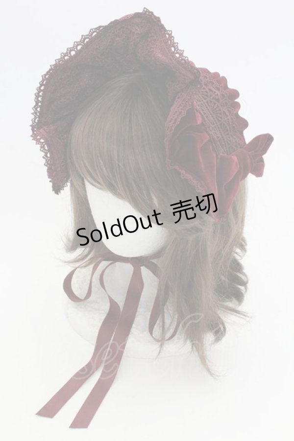 画像1: axes femme Kawaii / ベルベットドールハーフボンネット  ワイン T-25-12-04-034-AX-AC-SA-ZT422-F002 (1)