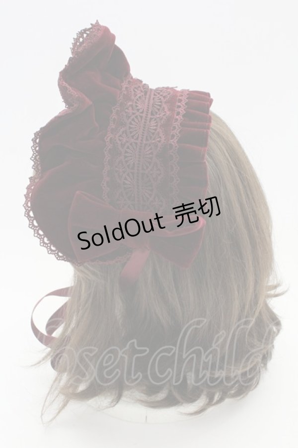 画像2: axes femme Kawaii / ベルベットドールハーフボンネット  ワイン T-25-12-04-034-AX-AC-SA-ZT422-F002 (2)