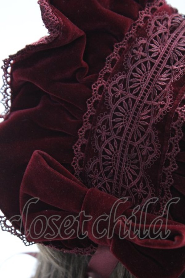 画像3: axes femme kawaii / ベルベットドールハーフボンネット  ワイン T-25-12-04-034-AX-AC-SA-ZT (3)