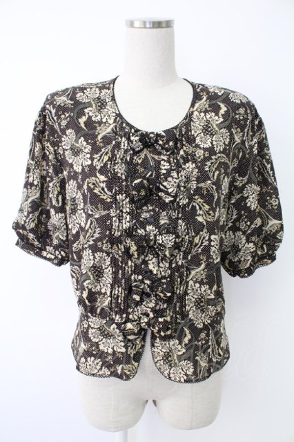 画像1: KANEKO ISAO / ペイズリー花柄ブラウス  クロ T-25-12-07-009-EL-BL-OW-ZT389 (1)