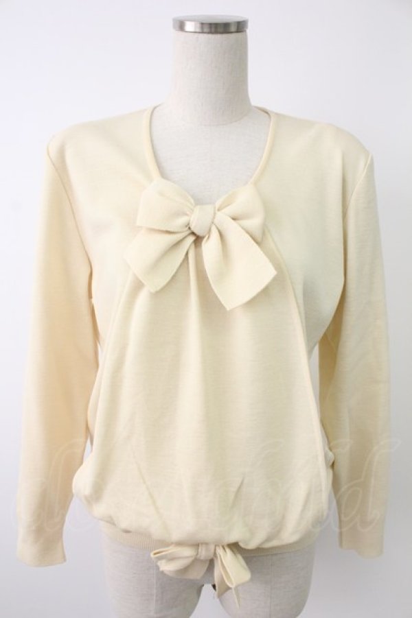 画像1: INGEBORG / リボン使いニットソー  アイボリー T-25-12-07-002-LO-TO-OW-ZT492 (1)