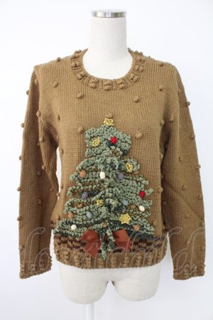 画像: KANEKO ISAO / クリスマスツリーモチーフ使いニット  ベージュ T-25-12-07-014-EL-TO-OW-ZT