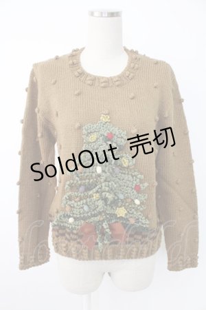 画像: KANEKO ISAO / クリスマスツリーモチーフ使いニット  ベージュ T-25-12-07-014-EL-TO-OW-ZT474