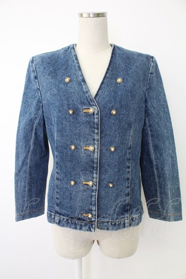 画像1: INGEBORG / ボタン配色デニムジャケット  ブルー T-25-12-07-016-LO-JA-OW-ZT474 (1)