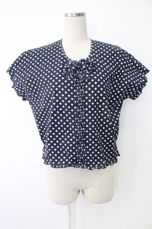 画像: INGEBORG / 水玉半袖ブラウス  ネイビー×シロ T-25-12-07-017-LO-BL-OW-ZT
